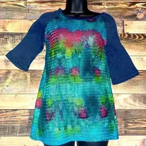 BKE colorful sheer blouse size medium